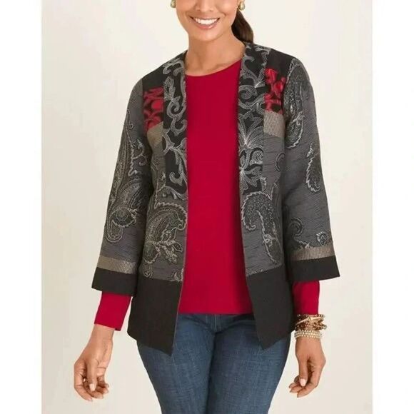 Chico's Jackets & Coats Chico's Patch Print Jacket M (1) NWT - Picture 2 of 12